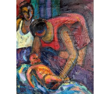 Шварц Радик "Купание красного меня", 1992г. Холст, масло. Размер 60х50 см. № 2206 (артикул №2206) - фото №2