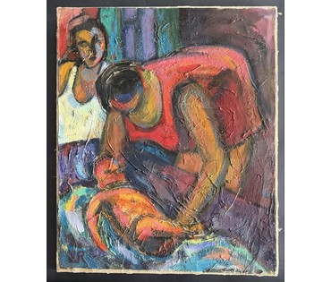 Шварц Радик "Купание красного меня", 1992г. Холст, масло. Размер 60х50 см. № 2206 (артикул №2206) - фото №5