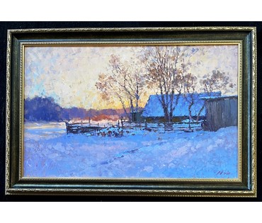 Белайчук А.В "Зимнее утро",2022г. Холст, масло. Размер 50х80 см. № 2225 (артикул №2225) - фото №1