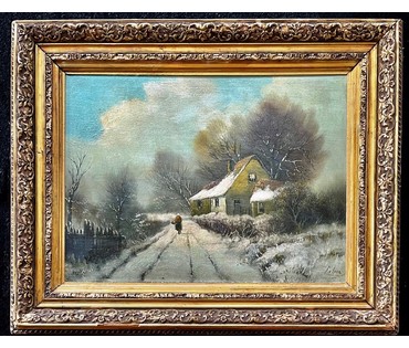 Lach Frits (1868-1933) Австрия "Зимний пейзаж", Дерево,масло. 65х53 см. с рамой,без 36х51см. № 2230 (артикул №2230) - фото №2