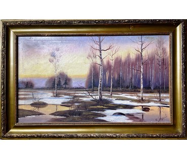 Пейзаж "Начало весны",Европа.19-20 век.W.Siriski. Х/М. Размер 53х79 см. № 2231 (артикул №2231) - фото №7
