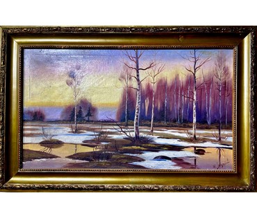 Пейзаж "Начало весны",Европа.19-20 век.W.Siriski. Х/М. Размер 53х79 см. № 2231 (артикул №2231) - фото №9
