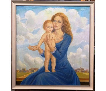 Каталожный Кузьмич А.В "Мадонна в облаках". Холст,масло. Размер 125х118 см. № 2233 (артикул №2233) - фото №3