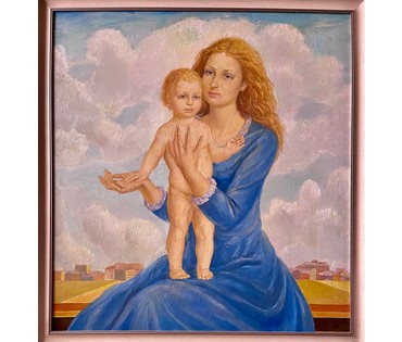 Каталожный Кузьмич А.В "Мадонна в облаках". Холст,масло. Размер 125х118 см. № 2233 (артикул №2233) - фото №1