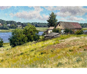 Белайчук А.В "Домик в деревне",2020г. Холст,масло. Размер 50х80 см. № 2240 (артикул №2240) - фото №7