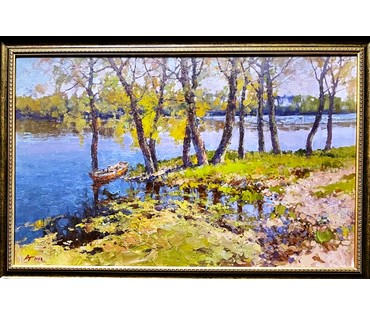 Белайчук А.В "Утро на Припяти", 2022г. Холст,масло. Размер 50х80 см. № 2249 (артикул №2249) - фото №2
