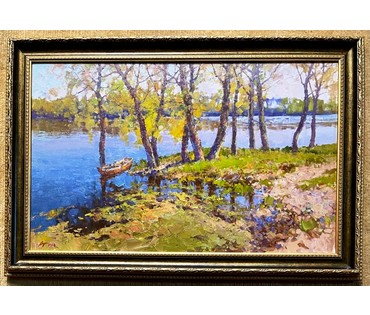Белайчук А.В "Утро на Припяти", 2022г. Холст,масло. Размер 50х80 см. № 2249 (артикул №2249) - фото №1
