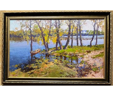 Белайчук А.В "Утро на Припяти", 2022г. Холст,масло. Размер 50х80 см. № 2249 (артикул №2249) - фото №4