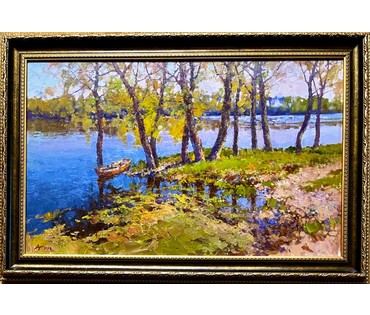Белайчук А.В "Утро на Припяти", 2022г. Холст,масло. Размер 50х80 см. № 2249 (артикул №2249) - фото №5