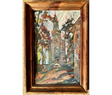 Дягилева-Беляева Ксения "Храм у Жыровічах", 1991г. Картон,масло. Размер 42х29 см. с рамой. № 2278 (артикул №2278) - фото №3