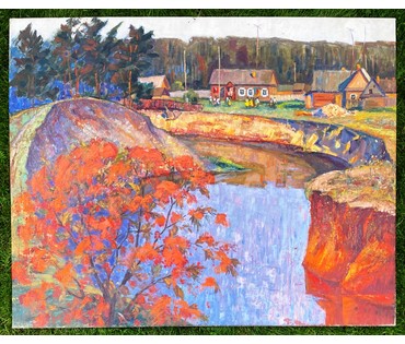 Журавков Ф.Н "Белорусский пейзаж с рябиной", холст, масло. Размер 95х102 см. № 2307 (артикул №2307) - фото №1