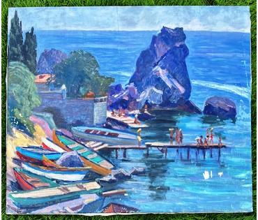 Журавков Ф.Н "У Чёрного моря...", холст, масло. Размер 70х80 см. № 2309 (артикул №2309) - фото №2