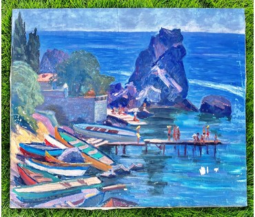 Журавков Ф.Н "У Чёрного моря...", холст, масло. Размер 70х80 см. № 2309 (артикул №2309) - фото №3