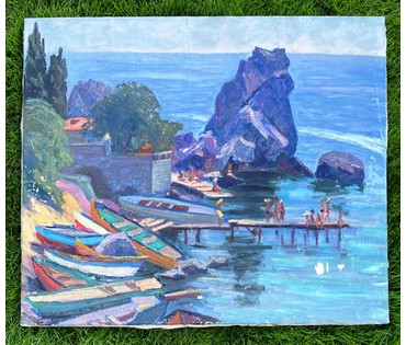 Журавков Ф.Н "У Чёрного моря...", холст, масло. Размер 70х80 см. № 2309 (артикул №2309) - фото №4