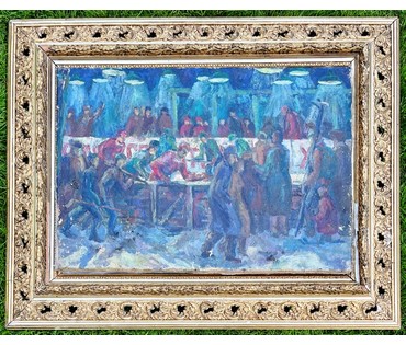 Н/Х. "Хоккей" , середина 20 века. Холст, масло. Размер 41х59 см. № 2325 (артикул №2325) - фото №1