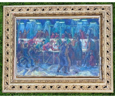 Н/Х. "Хоккей" , середина 20 века. Холст, масло. Размер 41х59 см. № 2325 (артикул №2325) - фото №2