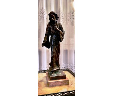 Кац Мане (1894-1962) Скульптура "Иисус", первая половина 20 века. Бронза, родная патина, камень. Подпись автора. Высота 45 см. № 2363 (артикул №2363) - фото №4