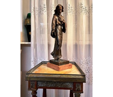 Кац Мане (1894-1962) Скульптура "Иисус", первая половина 20 века. Бронза, родная патина, камень. Подпись автора. Высота 45 см. № 2363 (артикул №2363) - фото №18
