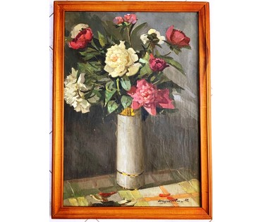 Корженевский А.С "Пионы", 1972г. Холст. масло. Размер 70х50 см. № 2401 (артикул №2401) - фото №1