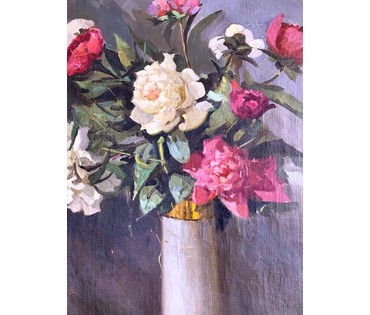 Корженевский А.С "Пионы", 1972г. Холст. масло. Размер 70х50 см. № 2401 (артикул №2401) - фото №2