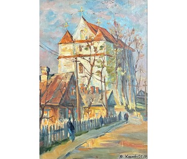 Хмелевский В.В. "Храм",1990 г. Холст на картоне. Размер 50х70 см. N116