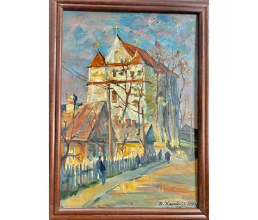 Хмелевский В.В. "Храм",1990 г. Холст на картоне. Размер 50х70 см. N116