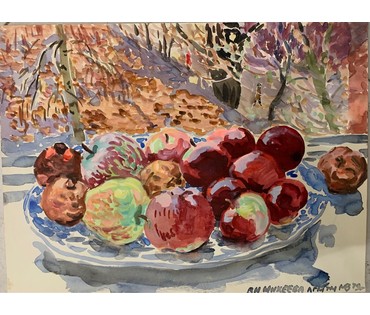 Михеева В.Н. "Яблоки", 1979г. Акварель, размер 36х48 см. № 2464 (артикул №2464) - фото №1
