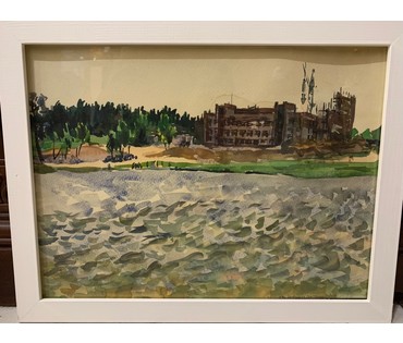 Михеева В.Н."Новостройка над озером", 1971г. Акварель, размер 29,5х41,5 см. № 2467 (артикул №2467) - фото №1