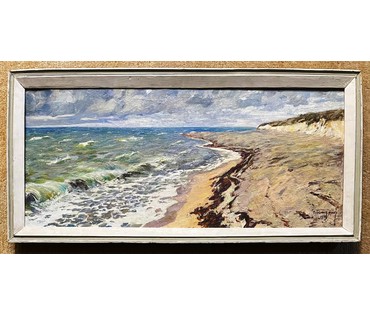 Белоусов В.П. "Пляж в Евпатории", 1973г. Холст, масло. Размер 41х94 см.№ 2490 (артикул №2490) - фото №2