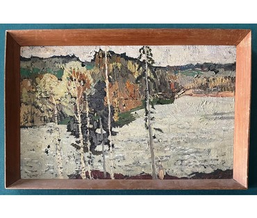 Сумарев В.Ф " Беларускія прасторы", 1962г. Холст, масло. Размер 30х48,5 см. № 2514 (артикул №2514) - фото №4