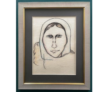Щемелёв Л.Д "Анюта", 1972г. Карандаш, мелок. Разме 60х49 см. с рамой. № 2515 (артикул №2515) - фото №1