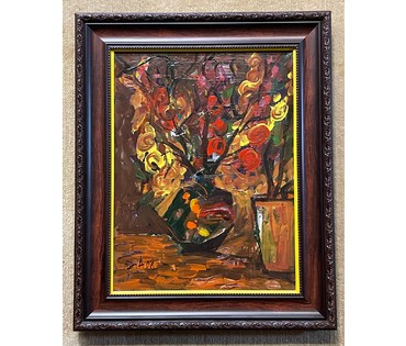 Акулов В.И "Натюрморт с цветами", 2008г. Холст, масло. Размер 41х55 см., с рамой 57,5х71 см. № 2527 (артикул №2527) - фото №1