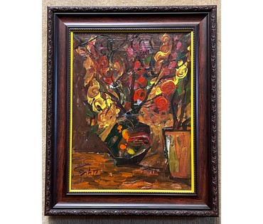 Акулов В.И "Натюрморт с цветами", 2008г. Холст, масло. Размер 41х55 см., с рамой 57,5х71 см. № 2527 (артикул №2527) - фото №2