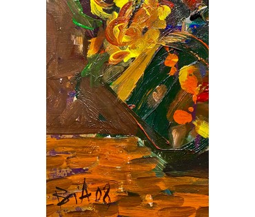 Акулов В.И "Натюрморт с цветами", 2008г. Холст, масло. Размер 41х55 см., с рамой 57,5х71 см. № 2527 (артикул №2527) - фото №3
