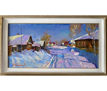 Платонов Ю.В "Январь", 2023г. Холст, масло. Размер 40х80 см. № 2556 (артикул №2556) - фото №1