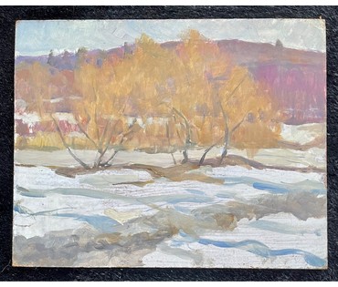 Казак О.И. Пейзаж. Картон, масло. Размер 37,5х31,5 см. № 2557 (артикул №2557) - фото №4
