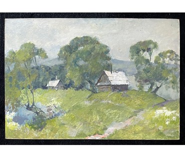 Казак О.И. Пейзаж. Картон, масло. Размер 57.5х42,7 см. № 2559 (артикул №2559) - фото №2