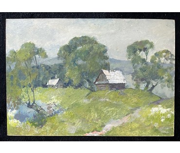 Казак О.И. Пейзаж. Картон, масло. Размер 57.5х42,7 см. № 2559 (артикул №2559) - фото №3