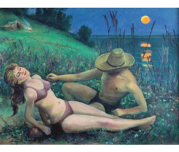 Багрянцев Э.Н. "Теплый вечер у речки...", 1992 год. (артикул №129) - фото №1