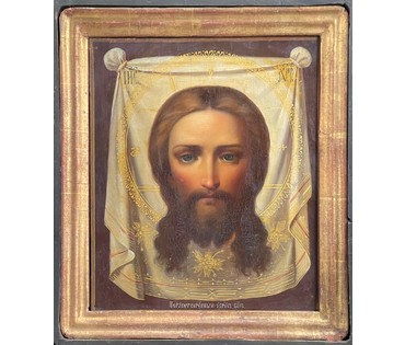 Спас Нерукотворный. Санкт-Петербург, 19 век. Размер 35х40 см. в родном киоте. 26х30 см. без киота. № 2582 (артикул №2582) - фото №3