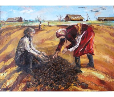 "Бульбаши", холст, масло. Размер 60х80 см. (артикул №136) - фото №2