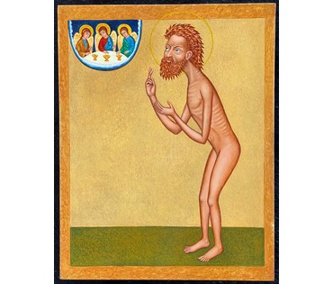 Каталожный Почицкий В.В (dr.Klein) "Василий Блаженный",2013г. Дерево, масло. Размер "25х20 см. № 2622 (артикул №2622) - фото №1
