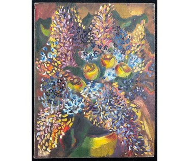 Клименко А.И "Цветы в жёлтой вазе", 2002г. Холст, масло. размер 70х55 см. № 2630 (артикул №2630) - фото №2