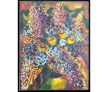 Клименко А.И "Цветы в жёлтой вазе", 2002г. Холст, масло. размер 70х55 см. № 2630 (артикул №2630) - фото №3