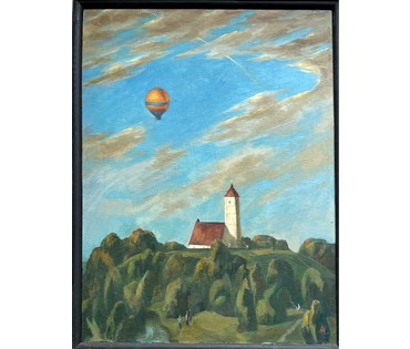 Коктев А.А "Полёт над Заславлем", 1985г. Холст, масло. Размер 80х60 см. № 2637 (артикул №2637) - фото №3