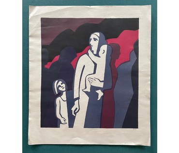 Андреенков В.Е. "Мать",1988г. из антивоенной серии. Линогравюра. Размер 50х57 см. № 2654 (артикул №2654) - фото №3