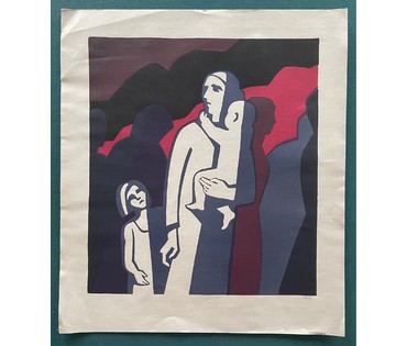 Андреенков В.Е. "Мать",1988г. из антивоенной серии. Линогравюра. Размер 50х57 см. № 2654 (артикул №2654) - фото №1