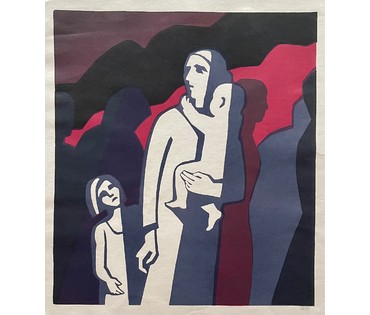 Андреенков В.Е. "Мать",1988г. из антивоенной серии. Линогравюра. Размер 50х57 см. № 2654 (артикул №2654) - фото №2