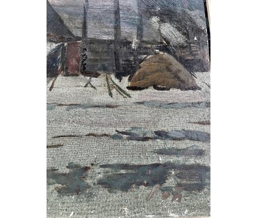 Рей И.П "Сельский мотив", 1970 г. Картон, масло. Размер 35х50 см. № 2670 (артикул №2670) - фото №5