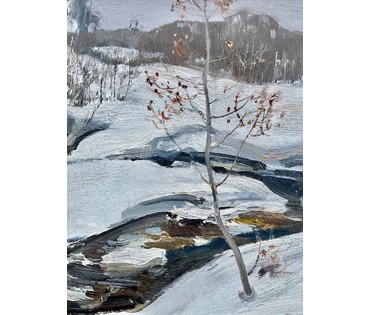 Вайшля Л.И.- Народный художник. "Ручей",1986г. Всесоюзная художественная лотерея. Картон, масло. Размер 49х42,5 см. по раме. № 2675 (артикул №2675) - фото №3
